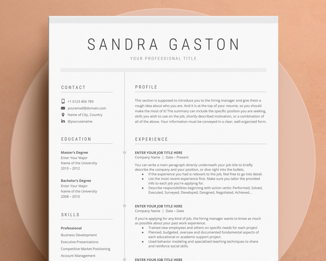 Modern Resume Template | Google Docs, Cover Letter & References ...