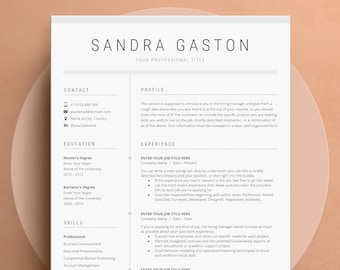 Modern Resume Template | Google Docs, Cover Letter & References (Digital Download)