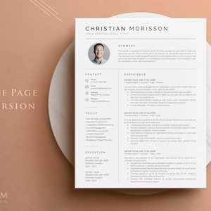 May include: A one-page resume template with a black and white design. The resume includes sections for contact information, skills, experience, education, and a summary. The template is designed to be used by job seekers to create a professional resume.