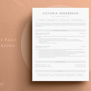 May include: A one-page resume template with a modern design. The resume includes sections for work experience, education, and skills. The template is designed to be easy to read and visually appealing.