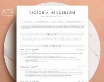 ATS Resume Template, Modern CV Design (Instant Download)
