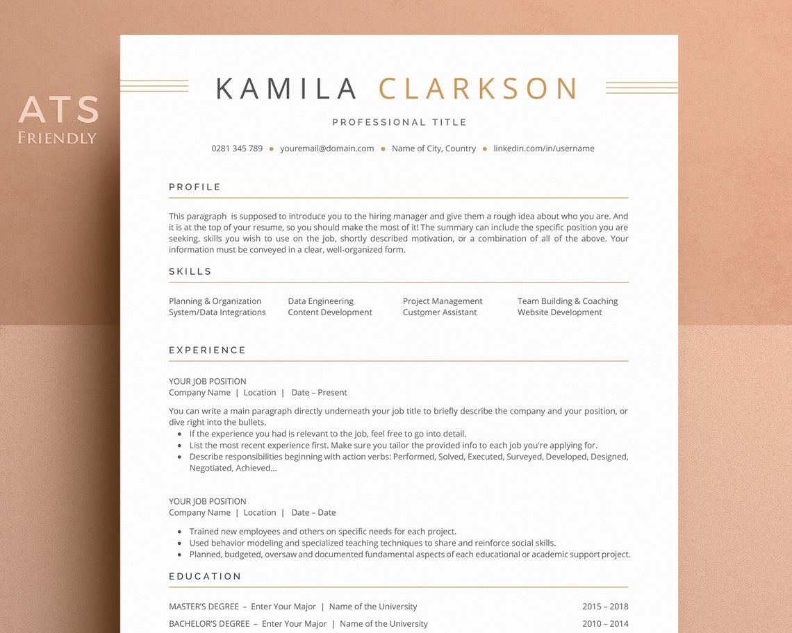 ATS Compatible Resume Template - Il 1140xN.4482280805 Cbzs 