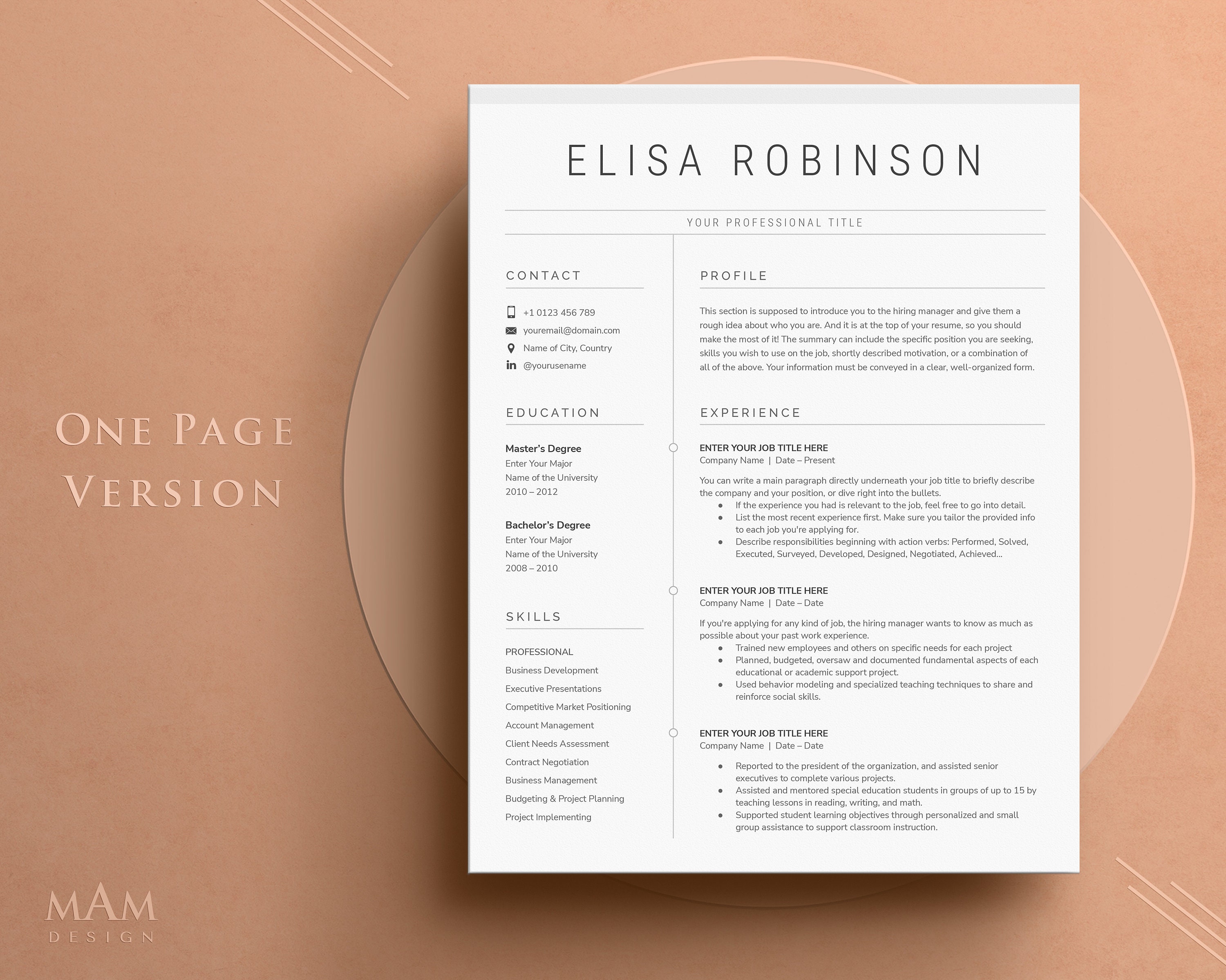 Modern Resume Template With Cover Letter, References (google Docs, Word ...