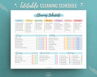 Editable Cleaning Planner, ADHD Checklist, Household Chores (Fillable PDF)