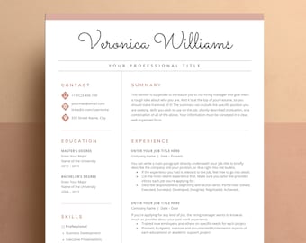 Pink Resume Template, Cover Letter, References (Word)