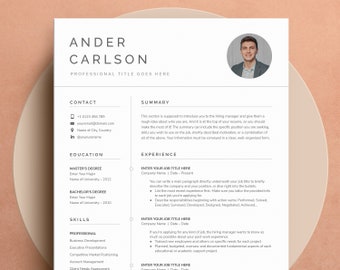 Plantilla de currículum profesional con foto, CV y carta de presentación (Google Docs, Word y Apple Pages)
