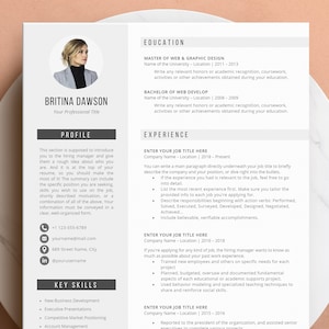 Modern Resume Template with Photo, Resume CV Template for Google Docs, Word, Pages | Resume Template, Bewerbungsvorlage, Lebenslauf