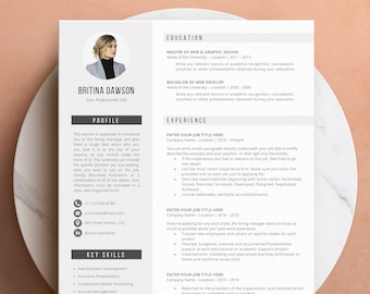 Modèle de CV moderne avec photo pour Google Docs, Word, Pages