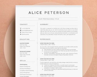 Modern Resume Template with Cover Letter, References (Google Docs, Word, Pages)