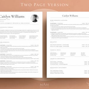 ATS Friendly Resume with Photo | ATS Resume Template Word, Pages, Google Docs | Professional Headshot Resume, Minimalist Resume, CV Template image 3