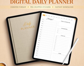 Minimalist Digital Daily Planner, Undated Portrait iPad Planner (PDF)