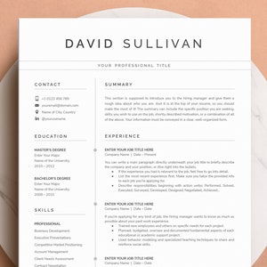 Resume Template, Google Docs Resume, Professional Resume Template for Google Docs | Modern Resume, CV Template, Fully Editable Resume