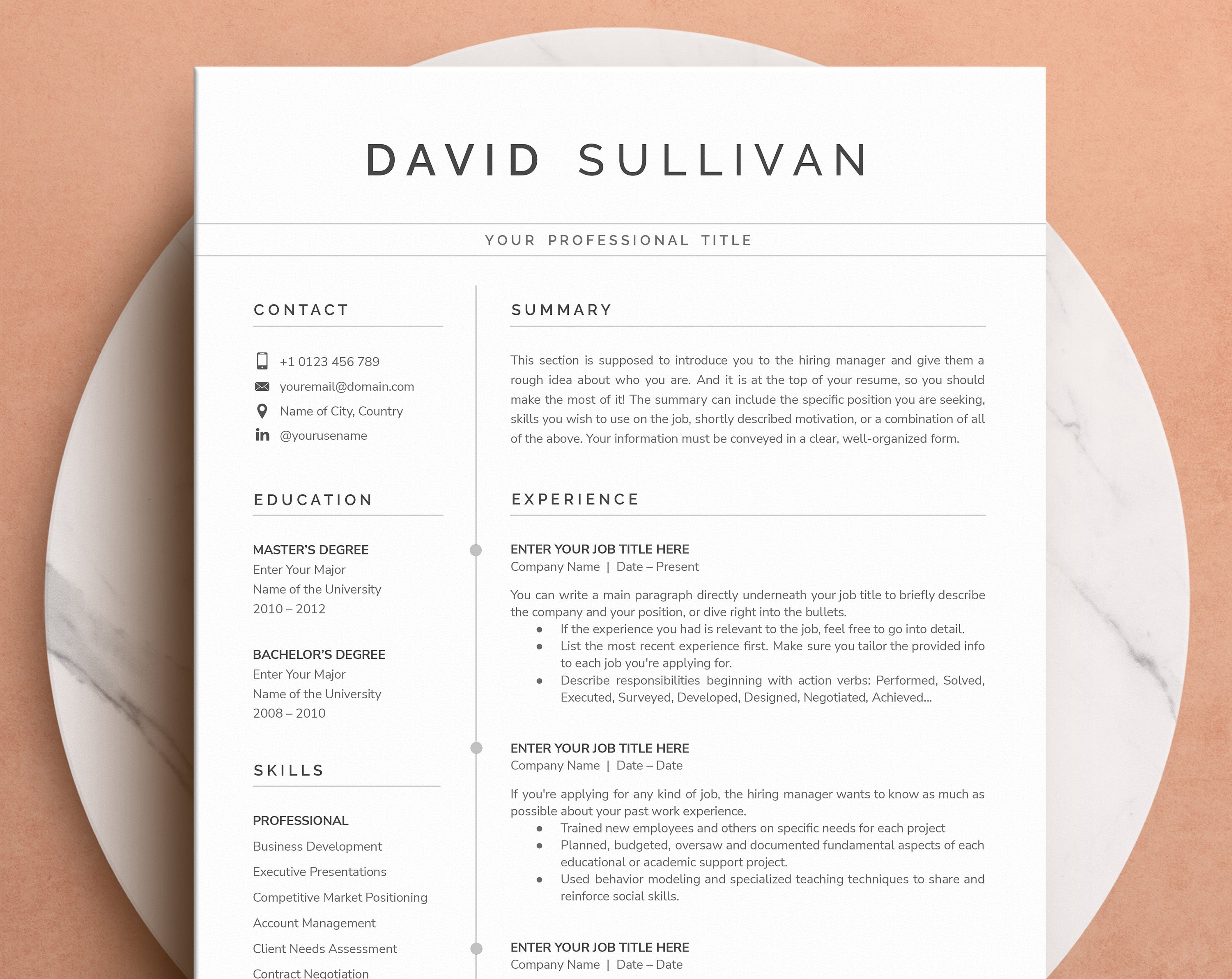 Resume Template, Google Docs Resume, Professional Resume Template for Google Docs | Modern Resume, CV Template, Fully Editable Resume