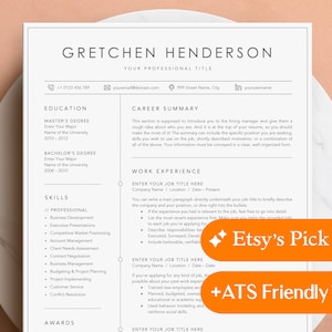 Professional Resume Template for Word, Mac Pages, Google Docs + ATS Friendly Version | Resume Template with Border Line, Modern Resume CV