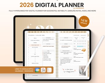 2026 Landscape Digital Planner, Goodnotes Notability Samsung Notes Compatible