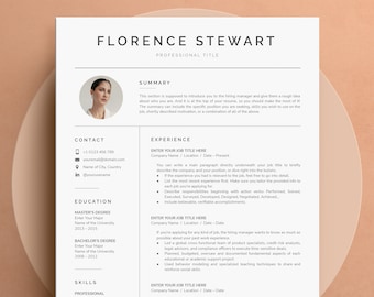 Modèle de CV professionnel pour Word, Google Docs, Pages