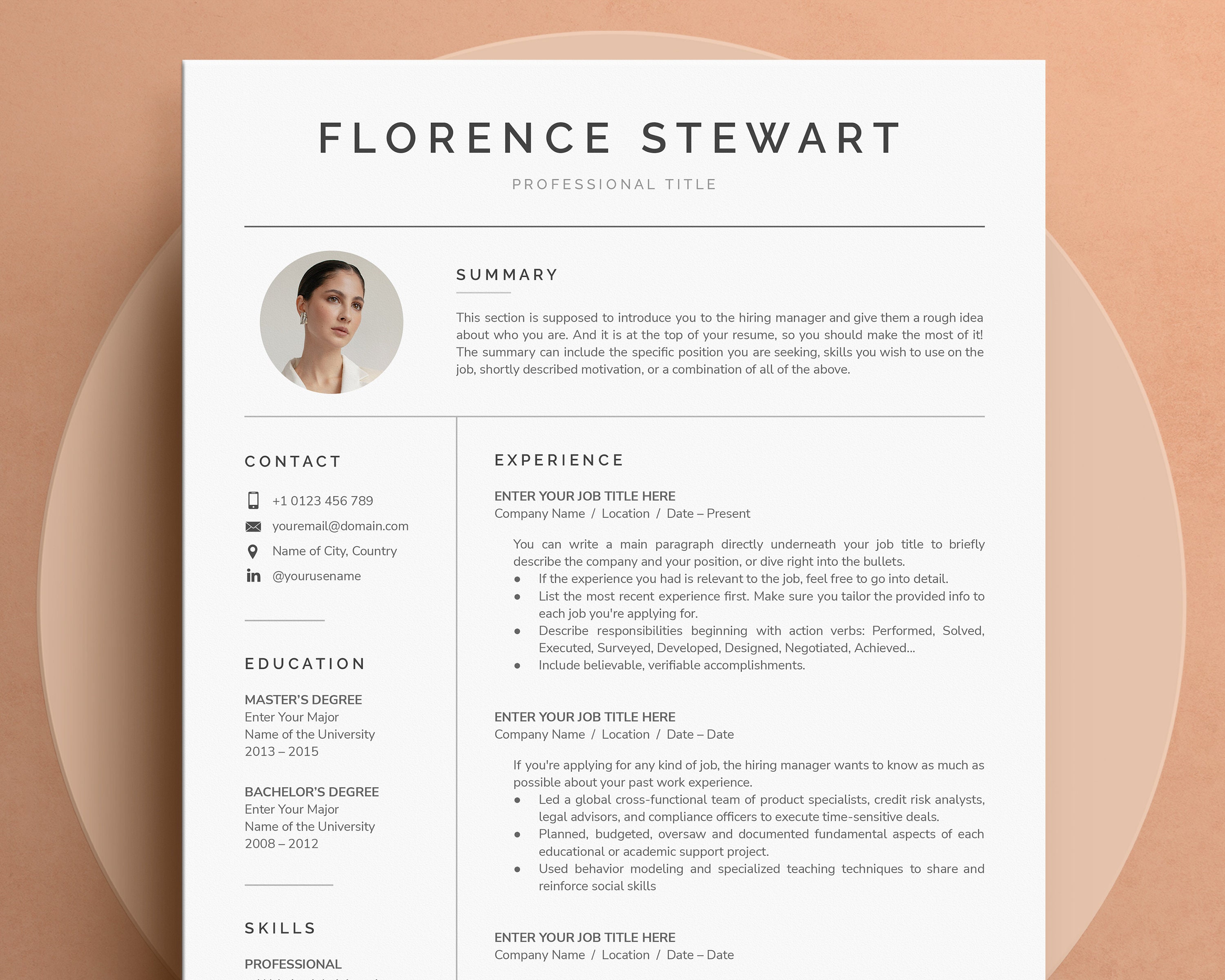 Resume Template With Photo Professional - Il Fullxfull.4066932726 Lnz5 