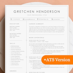 Professional Resume Template for Word, Mac Pages, Google Docs + ATS Friendly Version | Resume Template with Border Line, Modern Resume CV