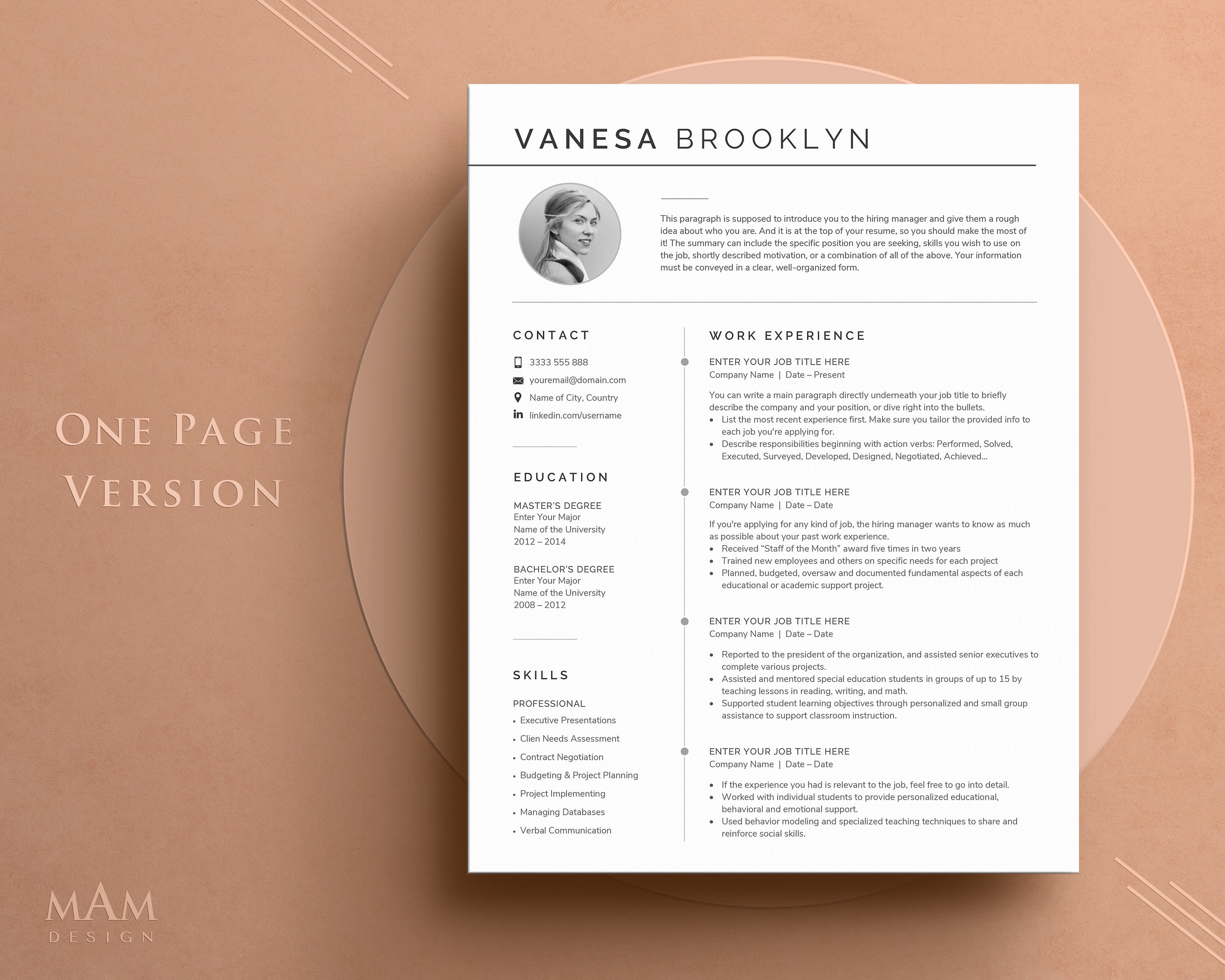 Creative Resume Template + Cover Letter | MS Word CV Template - Etsy
