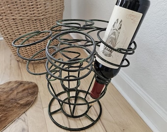 Vintage Wrought Iron Spiral 6 Piece Wine Rack