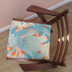 Chair wood and gold tropical Scandinavian fabric image 4