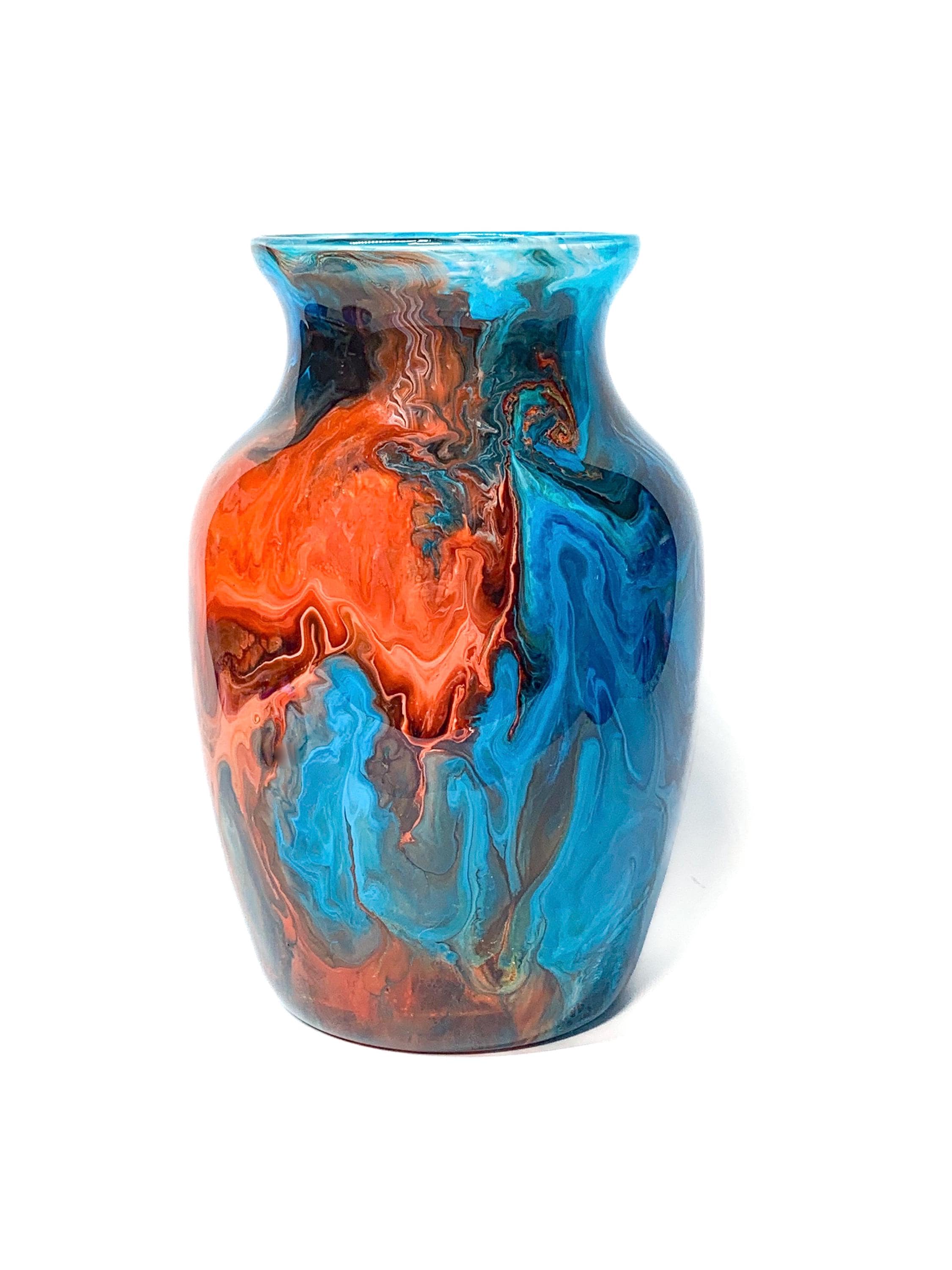 VASE SOLIFLORE EN verre soufflé de Murano torse bleu turquoise 1970
