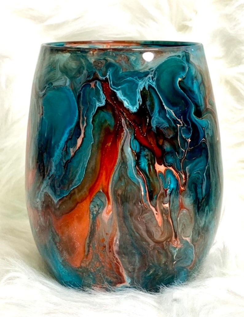 Resin Art Stemless Wine Glasses Unique Colorful Barware - Etsy