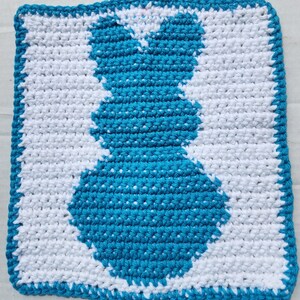 Crocheted Hot Blue Peep Bunny Dishcloth/Hot Pad