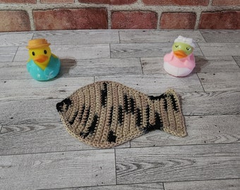 Crocheted Tweed Colored Fishie Fishie Toddler/Child's Cotton Washcloth