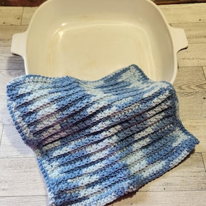 Crocheted Faded Denim Cotton Dishcloth/Hot Pad