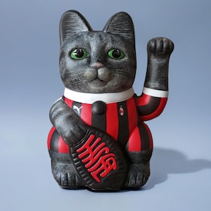 Vrai chat de votre équipe — Chat porte-bonheur peint à la main — 7 pouces - 18 cm