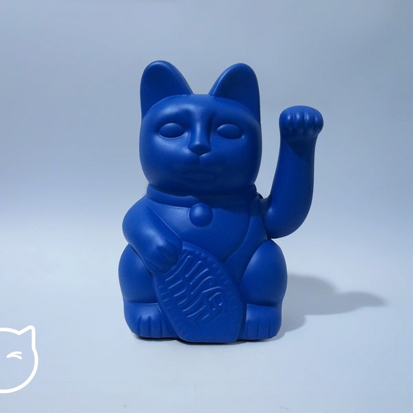 Hand painted Lucky Cat — Yves Klein Blue — 7 inches - 18cm