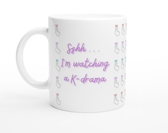 Sshh Estoy viendo una taza de K-Drama, regalo de fan de K-Drama, regalo de drama coreano versión blanca