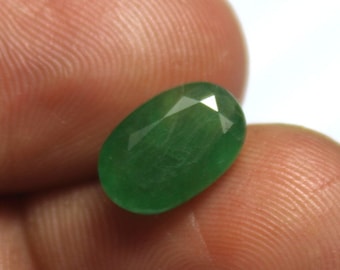 AAA Genuine EMERALD Faceted Stone, Natural Zambian Emerald Cut Gemstone, 7.2x10.2mm Oval Emerald GEMS, Green Emerald Loose Jewelry Gemstone