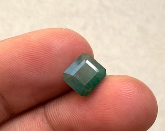 Square Emerald Cut Stone: 3.10 Carat Green Gemstone (7.5x8MM)