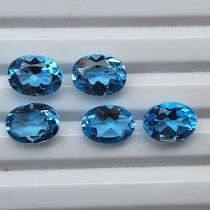 Pietre di topazio blu svizzero naturale di prima qualità, topazio blu svizzero ovale sfaccettato, ogni pezzo di pietra pulita autentica 6 x 8 mm, gioielli per pietra preziosa di topazio