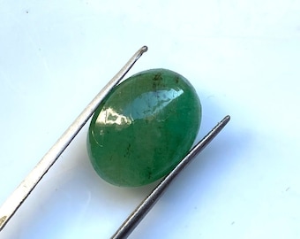 Cabujón de esmeralda genuina de Zambia de 7,70 quilates/Hermosa gema esmeralda pulida/Cabujón ovalado de esmeralda de 12 x 15,5 mm/Anillo de esmeralda suelto