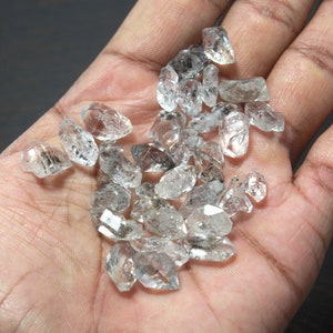 5PCs Genuine White Diamond Raw Gemstone, 10x12m12x14mm Raw Crystal Diamond Rough Stone, Specimen herkimer diamond GEMS-Faceting Diamond ROCK