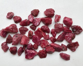 Natural Raw Ruby Rough Stone -10PCs Untreated Red Corundum Crystal Specimen/8-10MM Uncut Gemstone for Jewelry Making/Wire Wrapping & Cabbing