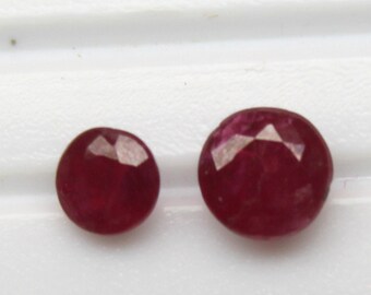 2PCs Natural Ruby faceted Stone, Genuine Round Faceted Ruby Cutting Birthstone, 4-4.8MM Red Ruby Making for Jewelry Ruby Wholesale Gemstone