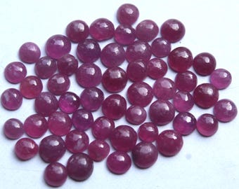 55 Pieces Beautiful Ruby Cabochon GEMS/Natural Red Ruby Polsihed Stones/3-4.5MM Ruby Round Jewelry Gemstone/Ruby Round Polished Stones