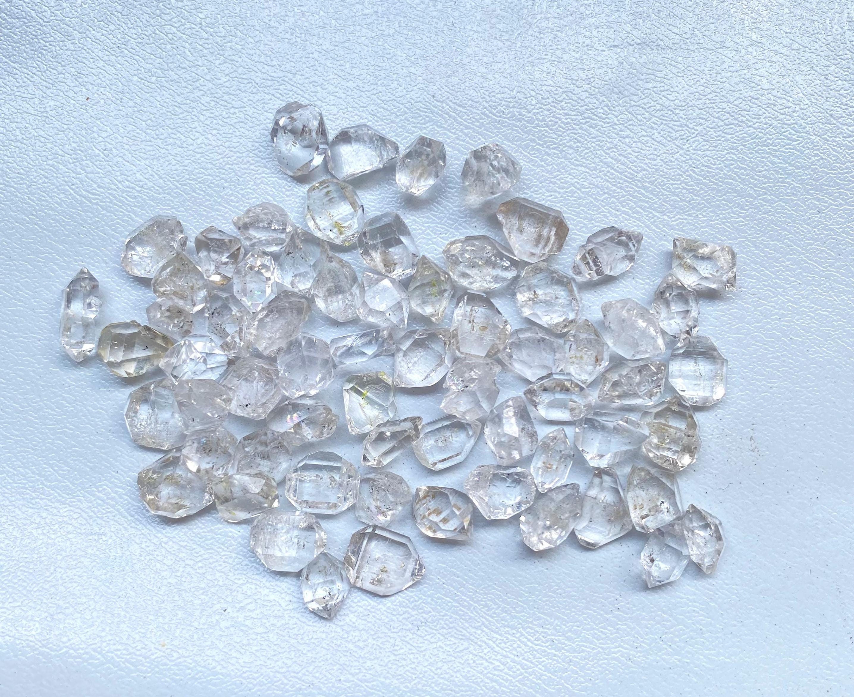 30PCs Herkimer Diamond GEM/Genuine White Diamond Raw Uncut Gemstone/2-10MM Raw White Pencil Diamond Rough Stone/Faceting Diamond Nuggets GEM