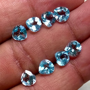 8 pezzi lotto bellissimo topazio blu pietra taglio/7 mm a forma di cuore gioielli pietra preziosa/11.30CRT topazio svizzero sfaccettato occhio pulito pietra blu prezzo all&#39;ingrosso