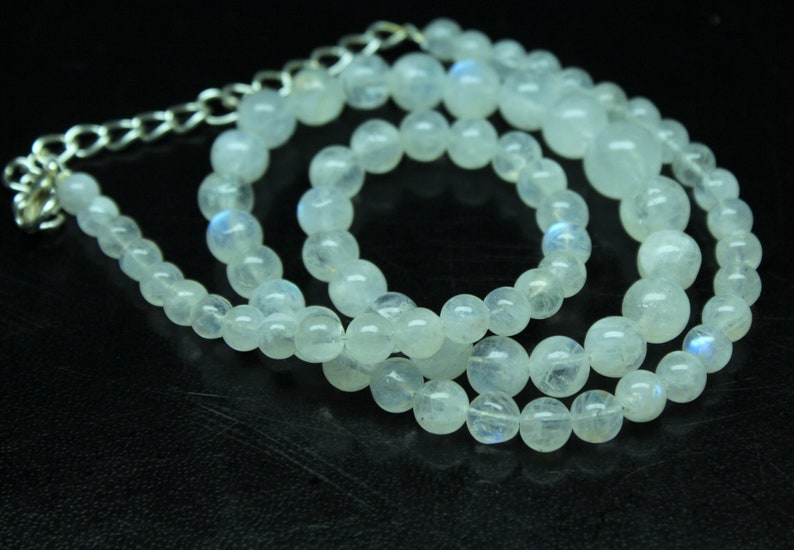 Size 5-9mm Natural White Rainbow Moonstone Smooth Beads 17Inchs Strand AAA Super Flashing Blue Fire Stone Necklaces Round Balls Beads B4
