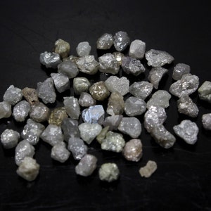 10 White-Gray Rough Diamond Nuggets: 2-3mm Raw Gemstone Specimens
