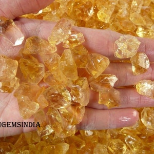 25 Raw Citrine Gemstone Nuggets: Natural Yellow Crystal Rocks (6-8mm)