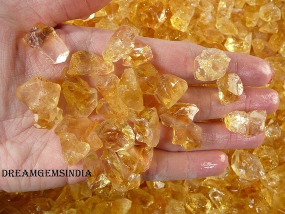 25 Raw Citrine Gemstone Nuggets: Natural Yellow Crystal Rocks (6-8mm)