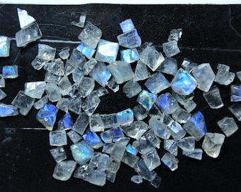 Natural Raw White Rainbow Moonstone Rough Stone, Crystal Moonstone Cutting Rough 3-5mm, Specimen moonstone Untreated Jewelry Raw Gemstone
