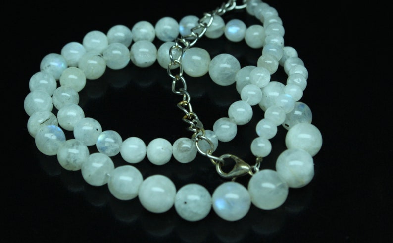 17Inches Gemstone Beads Rainbow Fire Stone Necklaces Round Balls Beads B50 5-10mm Natural White Rainbow Moonstone Smooth Cabochon Beads