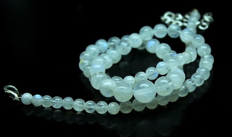 Size 5-9mm Natural White Rainbow Moonstone Smooth Beads 17Inchs Strand AAA Super Flashing Blue Fire Stone Necklaces Round Balls Beads B4